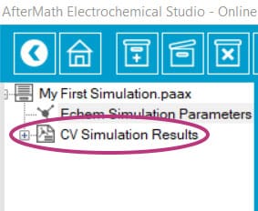 AfterMath Live Electrochemical Simulation Archive Simulation result - getting started
